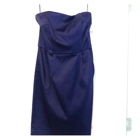 Satin/silky strapless dress w/ pockets - Picture 1 of 6